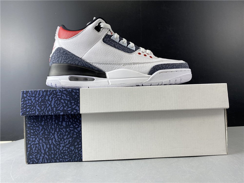 JORDAN 3 Retro - Se Fire Denim Sneakers - Red Unisex Streetwear Limited Edition
