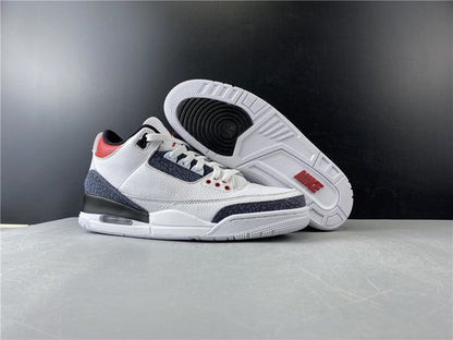 JORDAN 3 Retro - Se Fire Denim Sneakers - Red Unisex Streetwear Limited Edition