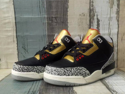 JORDAN 3 - Cement Gold Sneakers - Black Unisex Streetwear Limited Edition