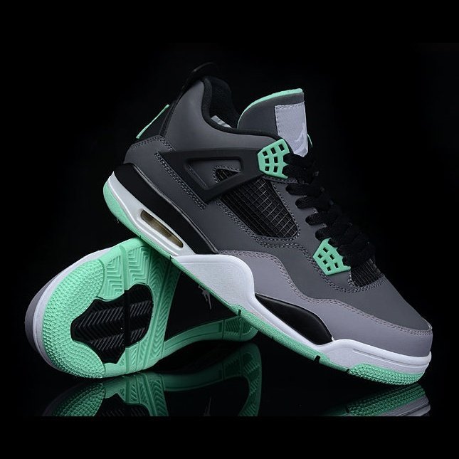 JORDAN 4 - Glow Sneakers - Green Unisex Streetwear Limited Edition