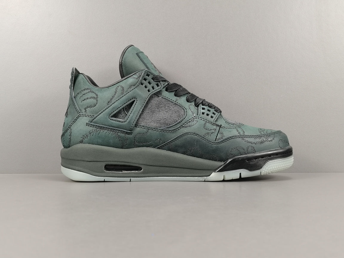 JORDAN 4 - Kaws Olive Sneakers - Black Unisex Streetwear Limited Edition