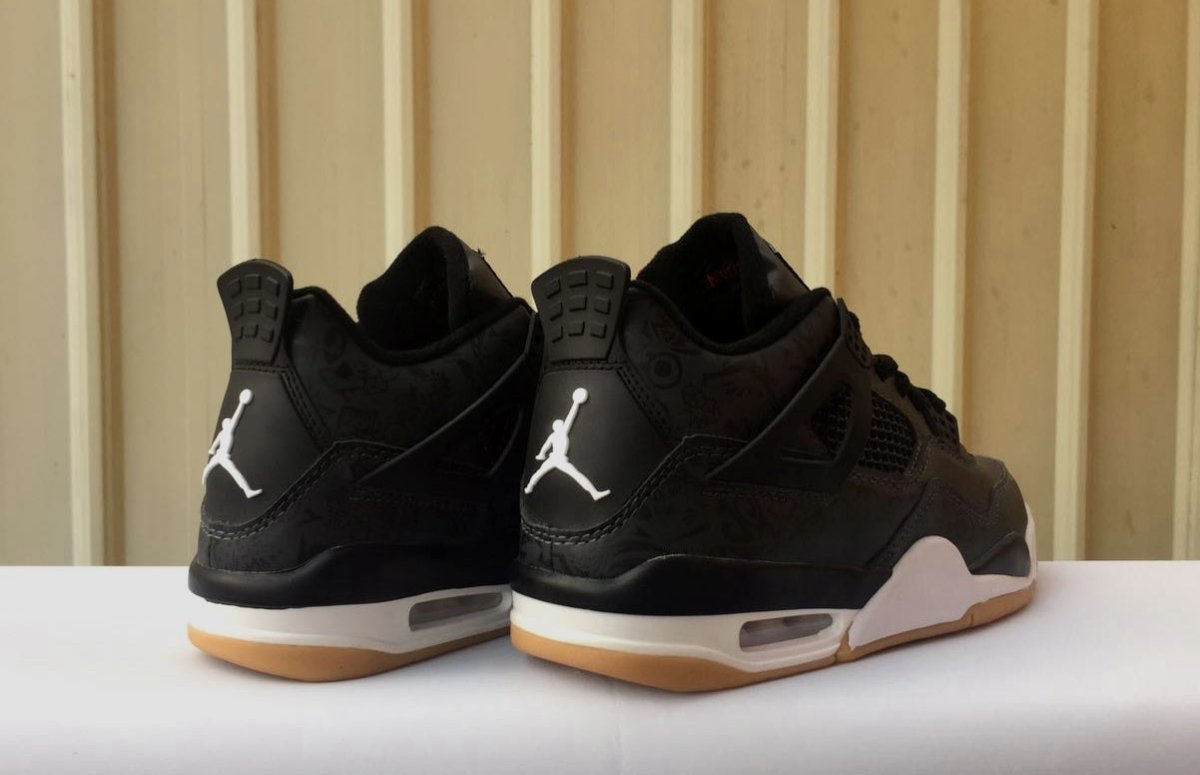 JORDAN 4 - Laser Gum Sneakers - Black Unisex Streetwear Limited Edition