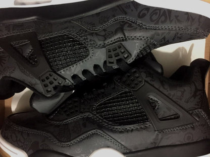 JORDAN 4 - Laser Gum Sneakers - Black Unisex Streetwear Limited Edition
