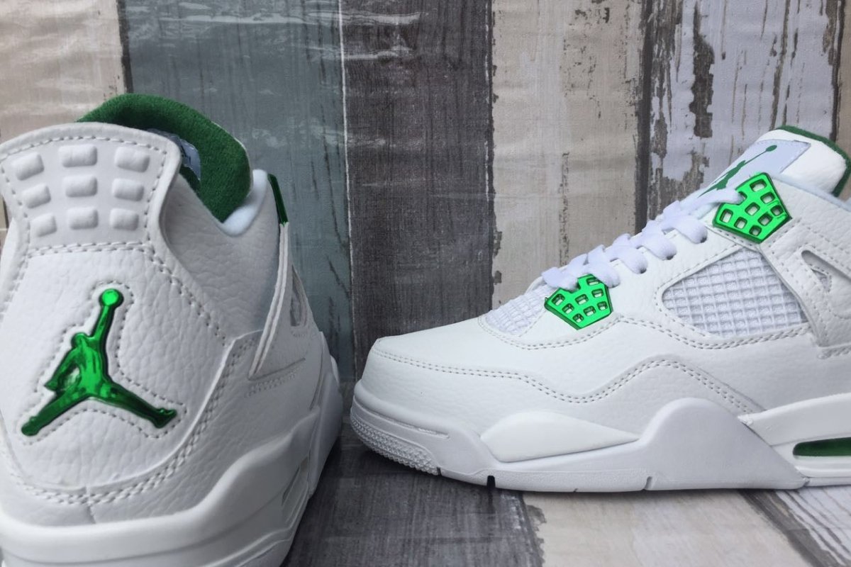 JORDAN 4 - Metallic Sneakers - Green Unisex Streetwear Limited Edition
