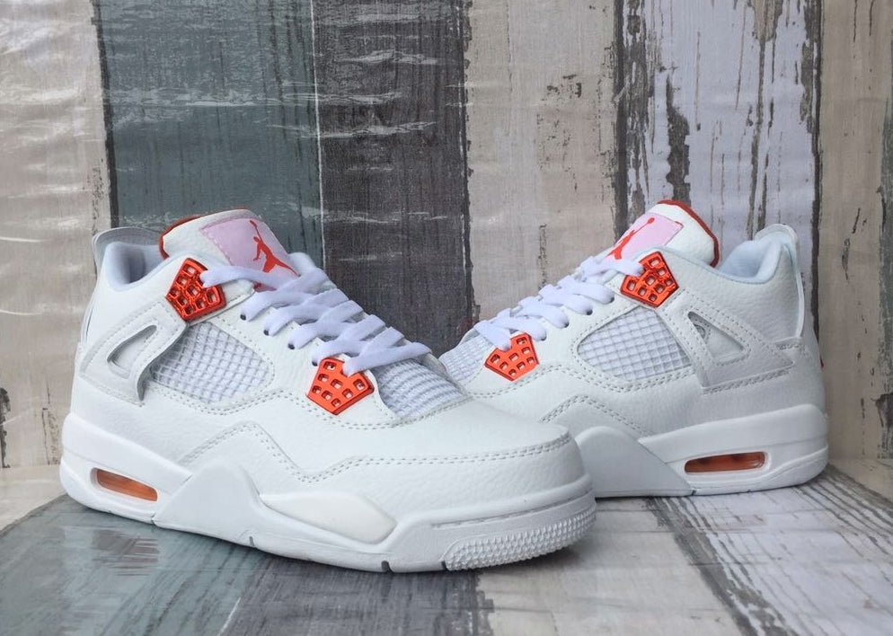 JORDAN 4 - Metallic Sneakers - Orange Unisex Streetwear Limited Edition