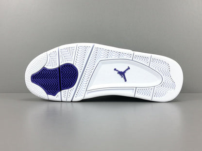 JORDAN 4 - Metallic Sneakers - Purple Unisex Streetwear Limited Edition - Introducing the Jordan 4 Metallic Purple, a captivating fusion of heritage and modern style. These
