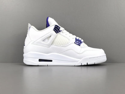 JORDAN 4 - Metallic Sneakers - Purple Unisex Streetwear Limited Edition - Introducing the Jordan 4 Metallic Purple, a captivating fusion of heritage and modern style. These