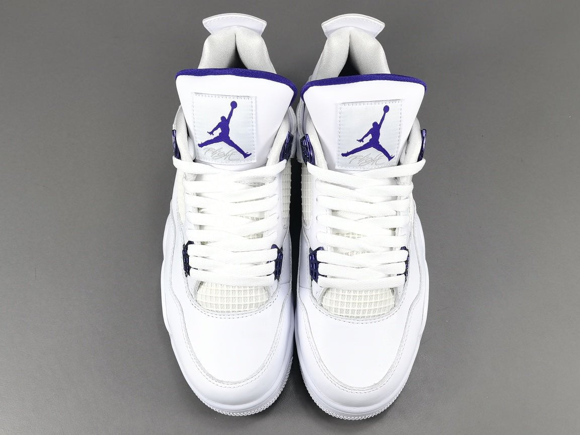 JORDAN 4 - Metallic Sneakers - Purple Unisex Streetwear Limited Edition - Introducing the Jordan 4 Metallic Purple, a captivating fusion of heritage and modern style. These
