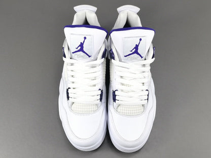 JORDAN 4 - Metallic Sneakers - Purple Unisex Streetwear Limited Edition - Introducing the Jordan 4 Metallic Purple, a captivating fusion of heritage and modern style. These
