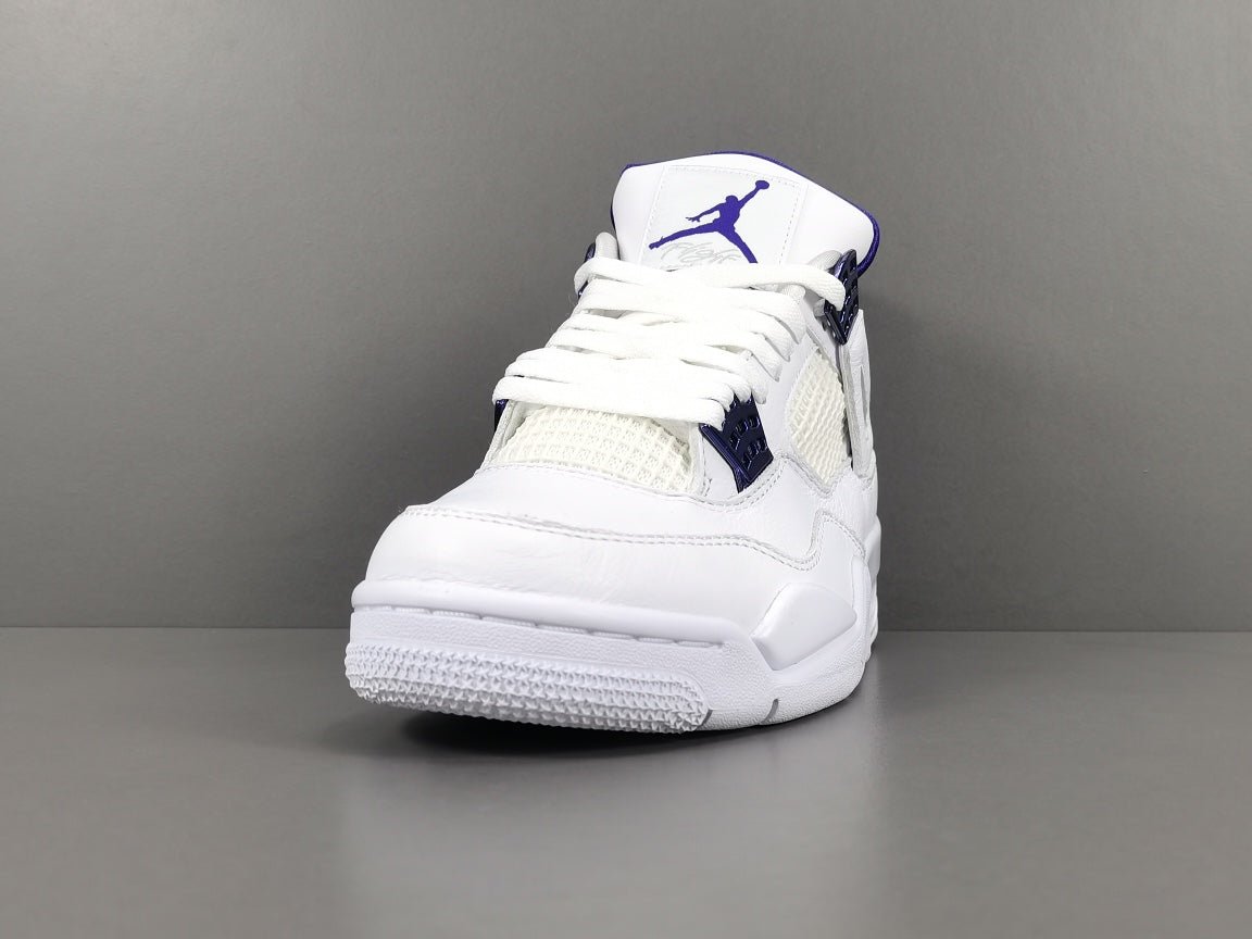 JORDAN 4 - Metallic Sneakers - Purple Unisex Streetwear Limited Edition - Introducing the Jordan 4 Metallic Purple, a captivating fusion of heritage and modern style. These