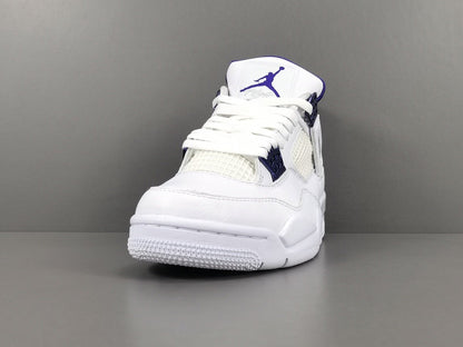 JORDAN 4 - Metallic Sneakers - Purple Unisex Streetwear Limited Edition - Introducing the Jordan 4 Metallic Purple, a captivating fusion of heritage and modern style. These