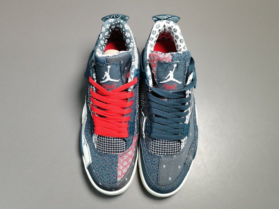 JORDAN 4 - Sashiko Sneakers - Black Unisex Streetwear Limited Edition