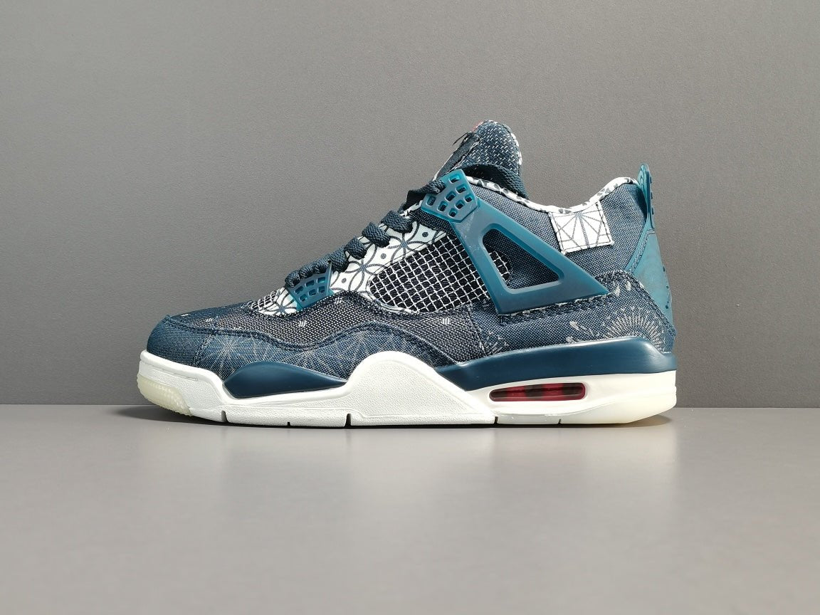 JORDAN 4 - Sashiko Sneakers - Black Unisex Streetwear Limited Edition
