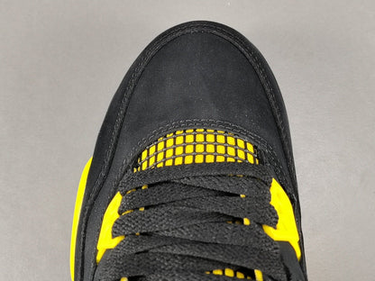 JORDAN 4 - Thunder Sneakers - Black Unisex Streetwear Limited Edition - Introducing the iconic Jordan 4 Thunder, a legendary sneaker that embodies the spirit of greatness