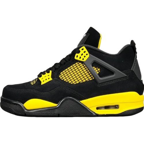 JORDAN 4 - Thunder Sneakers - Black Unisex Streetwear Limited Edition - Introducing the iconic Jordan 4 Thunder, a legendary sneaker that embodies the spirit of greatness