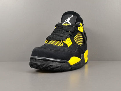 JORDAN 4 - Thunder Sneakers - Black Unisex Streetwear Limited Edition - Introducing the iconic Jordan 4 Thunder, a legendary sneaker that embodies the spirit of greatness