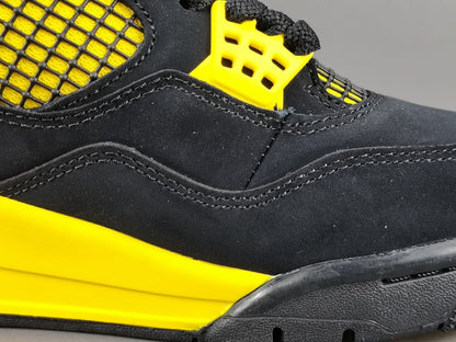 JORDAN 4 - Thunder Sneakers - Black Unisex Streetwear Limited Edition - Introducing the iconic Jordan 4 Thunder, a legendary sneaker that embodies the spirit of greatness