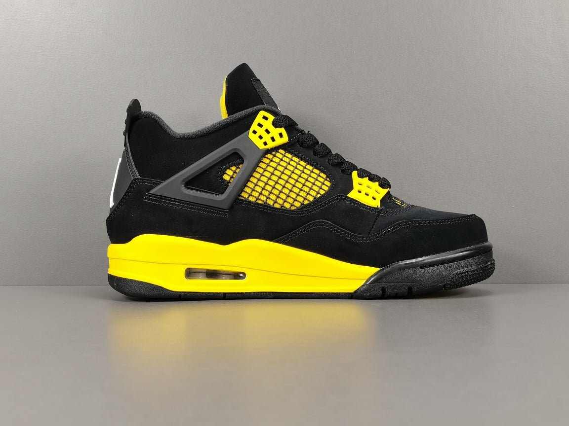 JORDAN 4 - Thunder Sneakers - Black Unisex Streetwear Limited Edition - Introducing the iconic Jordan 4 Thunder, a legendary sneaker that embodies the spirit of greatness
