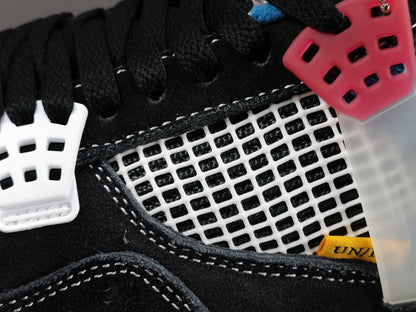 JORDAN 4 - Union Off Noir - Black Unisex Streetwear Limited Edition - The Jordan 4 x Union Off Noir is a highly sought-after collaboration between Jordan Brand