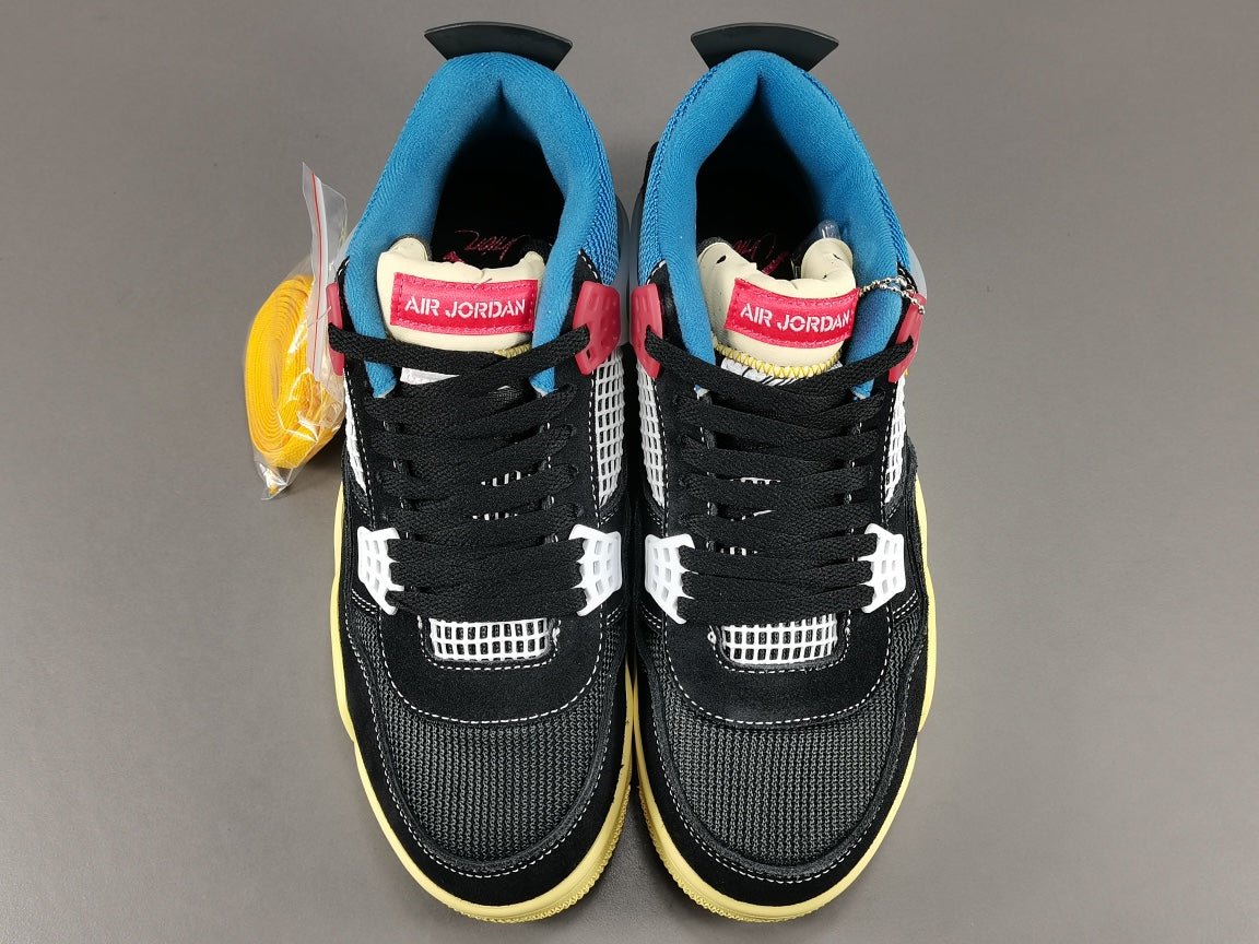 JORDAN 4 - Union Off Noir - Black Unisex Streetwear Limited Edition - The Jordan 4 x Union Off Noir is a highly sought-after collaboration between Jordan Brand