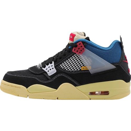 JORDAN 4 - Union Off Noir - Black Unisex Streetwear Limited Edition - The Jordan 4 x Union Off Noir is a highly sought-after collaboration between Jordan Brand