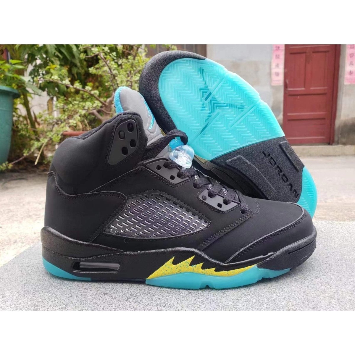 JORDAN 5 Retro - Aqua Sneakers - Black Unisex Streetwear Limited Edition