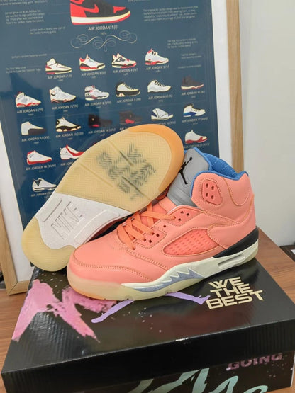 JORDAN 5 Retro - Dj Khaled We Are The Best Crimson Bliss Sneakers - Black Unisex Streetwear Limited Edition
