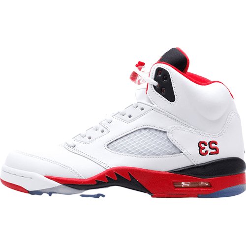 JORDAN 5 Retro - Fire Silver Tongue Sneakers - Red Unisex Streetwear Limited Edition