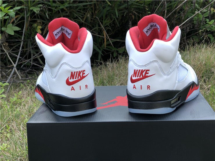 JORDAN 5 Retro - Fire Silver Tongue Sneakers - Red Unisex Streetwear Limited Edition