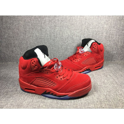 JORDAN 5 Retro - Suede Sneakers - Red Unisex Streetwear Limited Edition