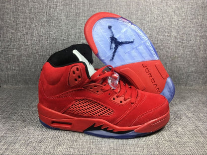 JORDAN 5 Retro - Suede Sneakers - Red Unisex Streetwear Limited Edition