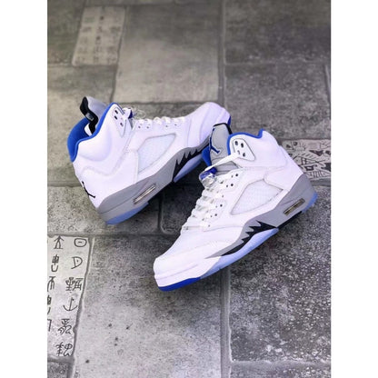 JORDAN 5 Retro - Stealth Sneakers - White Unisex Streetwear Limited Edition