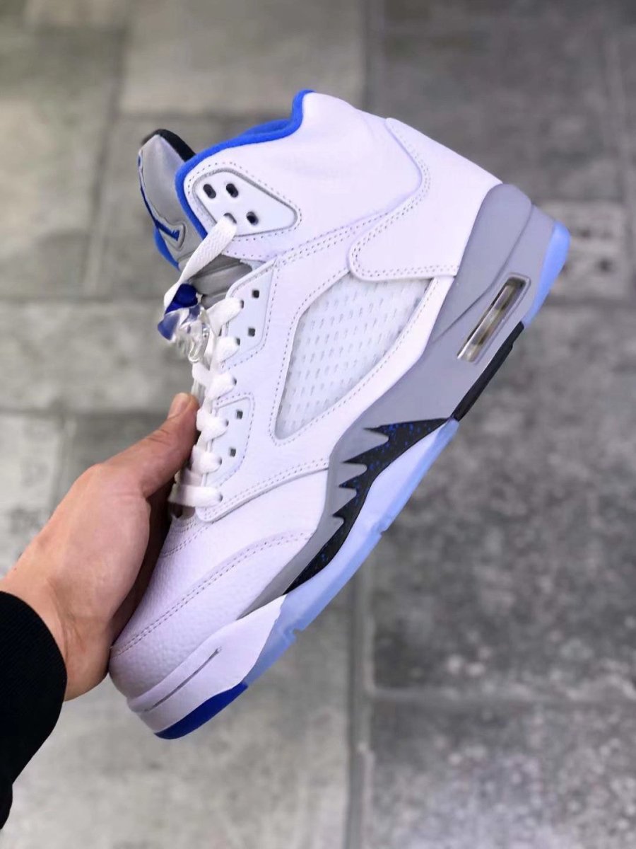 JORDAN 5 Retro - Stealth Sneakers - White Unisex Streetwear Limited Edition