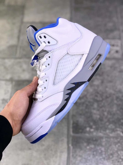 JORDAN 5 Retro - Stealth Sneakers - White Unisex Streetwear Limited Edition