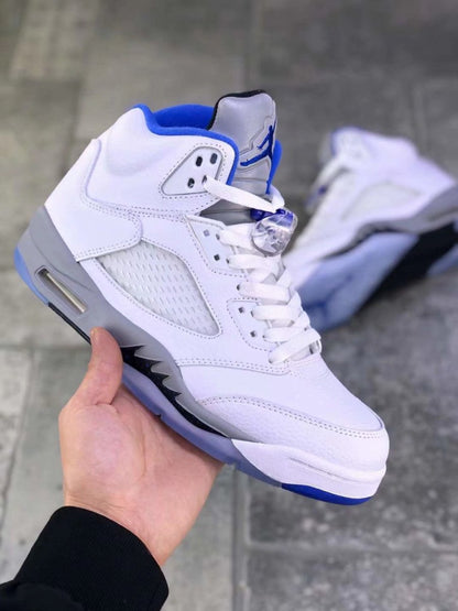 JORDAN 5 Retro - Stealth Sneakers - White Unisex Streetwear Limited Edition