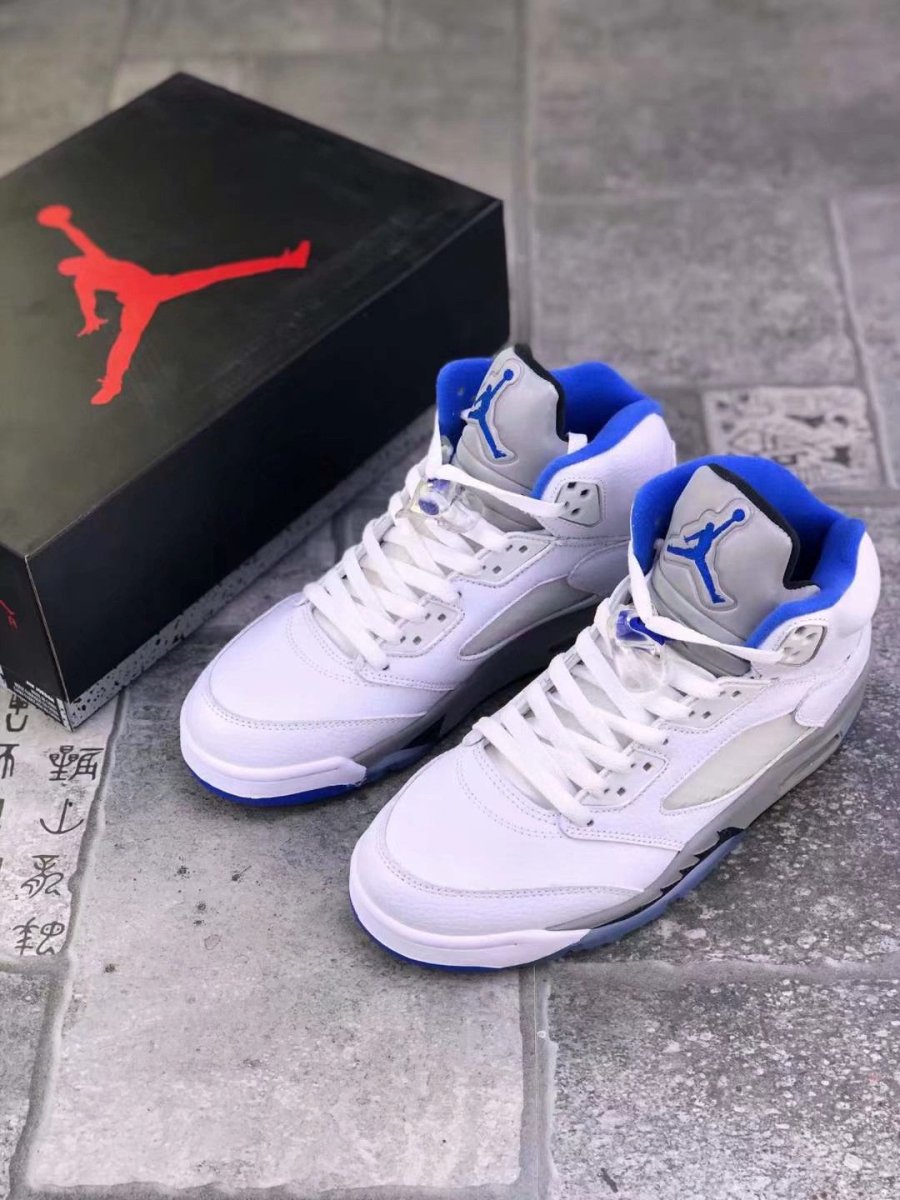 JORDAN 5 Retro - Stealth Sneakers - White Unisex Streetwear Limited Edition