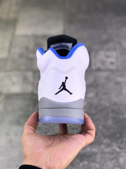 JORDAN 5 Retro - Stealth Sneakers - White Unisex Streetwear Limited Edition
