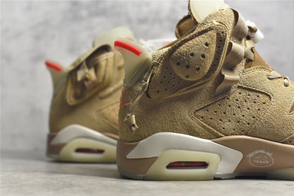 JORDAN 6 - Travis Scott British Khaki Sneakers - Black Unisex Streetwear Limited Edition