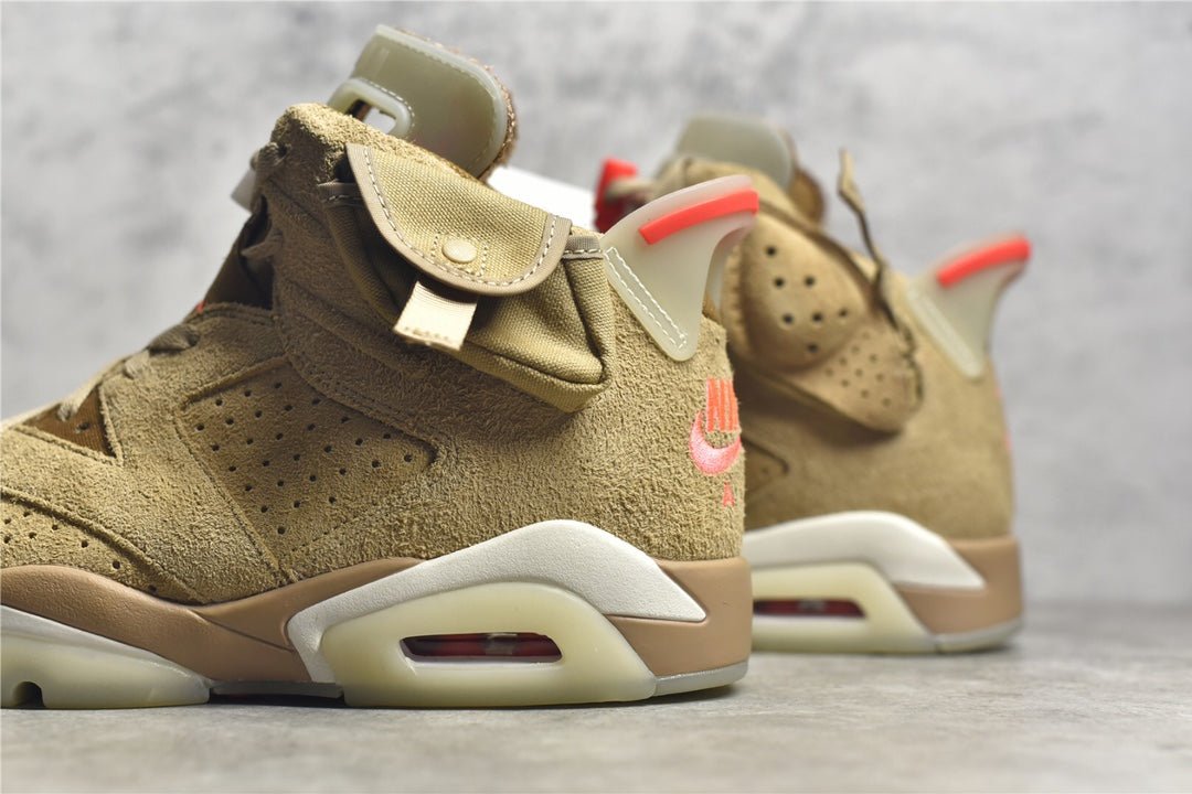 JORDAN 6 - Travis Scott British Khaki Sneakers - Black Unisex Streetwear Limited Edition