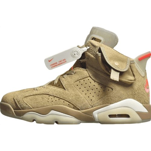 JORDAN 6 - Travis Scott British Khaki Sneakers - Black Unisex Streetwear Limited Edition