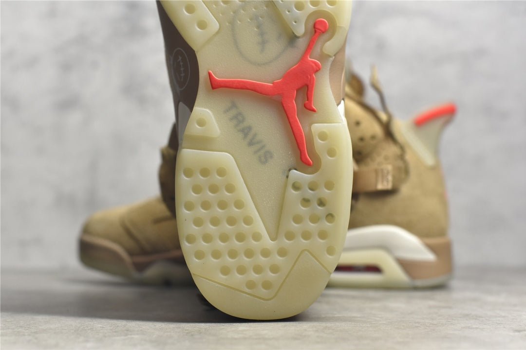 JORDAN 6 - Travis Scott British Khaki Sneakers - Black Unisex Streetwear Limited Edition