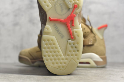 JORDAN 6 - Travis Scott British Khaki Sneakers - Black Unisex Streetwear Limited Edition