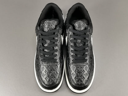 NIKE Air Force 1 - Louis Vuitton Sneakers - Black Unisex Streetwear Limited Edition - Introducing the Air Force 1 Custom Louis Vuitton Black shoes C a remarkable fusion of
