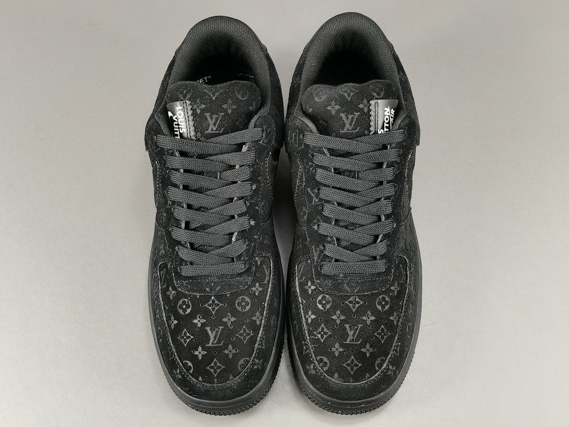 NIKE Air Force 1 - Louis Vuitton - Sneakers - Black Unisex Streetwear Limited Edition - Introducing the Air Force 1 Custom Louis Vuitton Black/Black shoes C a pinnacle of luxury