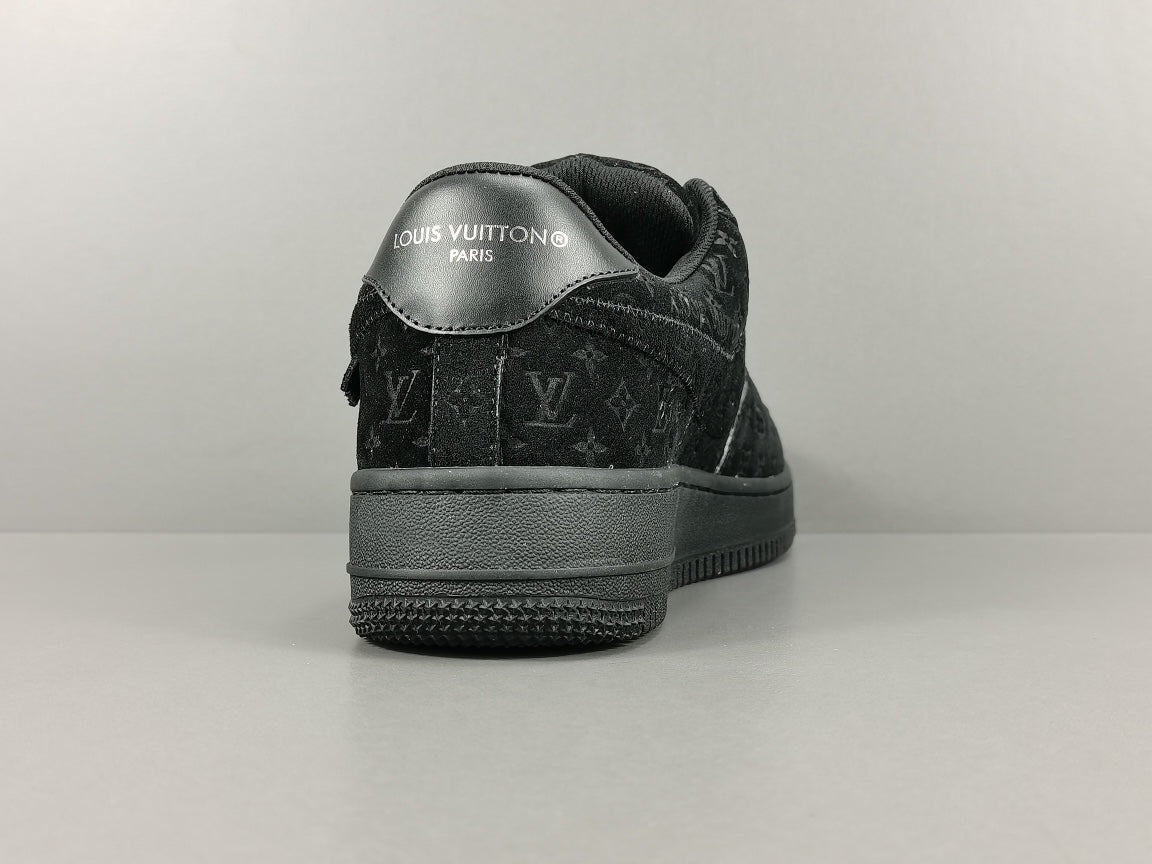 NIKE Air Force 1 - Louis Vuitton - Sneakers - Black Unisex Streetwear Limited Edition - Introducing the Air Force 1 Custom Louis Vuitton Black/Black shoes C a pinnacle of luxury