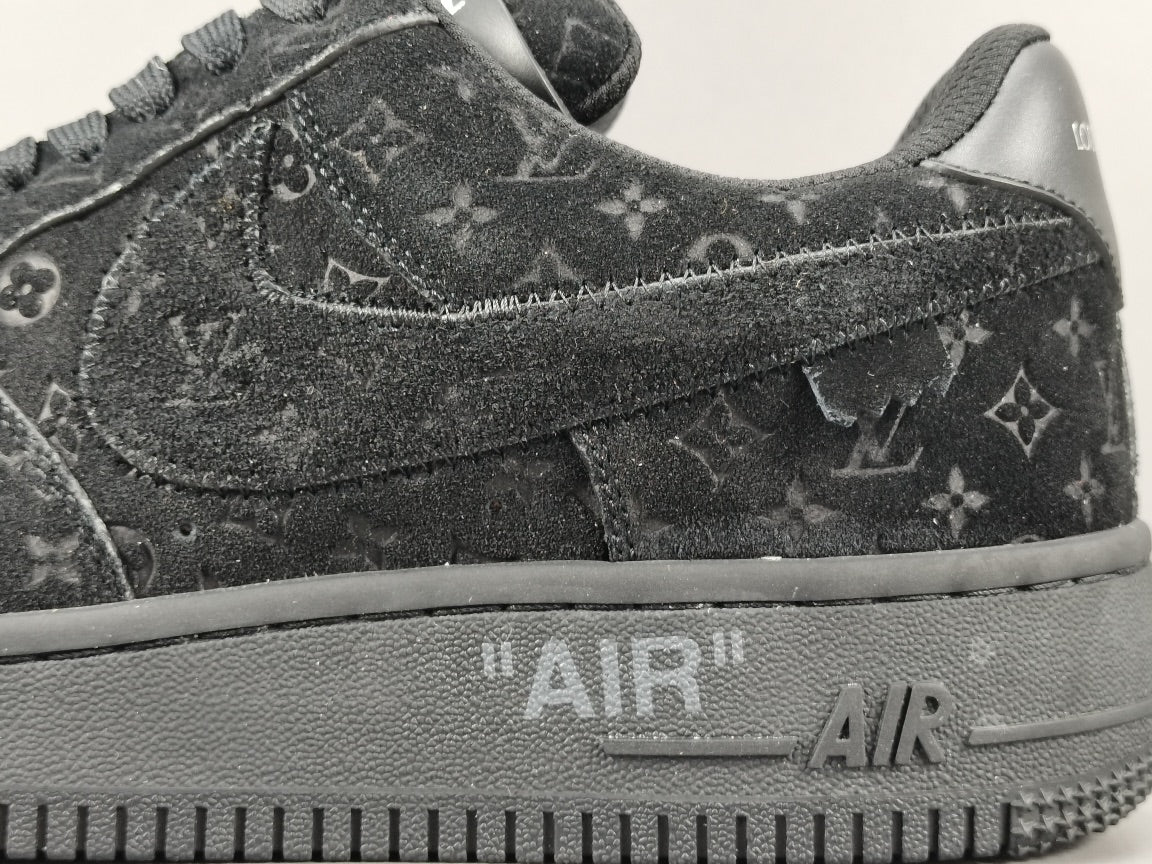 NIKE Air Force 1 - Louis Vuitton - Sneakers - Black Unisex Streetwear Limited Edition - Introducing the Air Force 1 Custom Louis Vuitton Black/Black shoes C a pinnacle of luxury