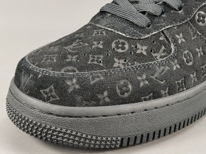 NIKE Air Force 1 - Louis Vuitton - Sneakers - Black Unisex Streetwear Limited Edition - Introducing the Air Force 1 Custom Louis Vuitton Black/Black shoes C a pinnacle of luxury