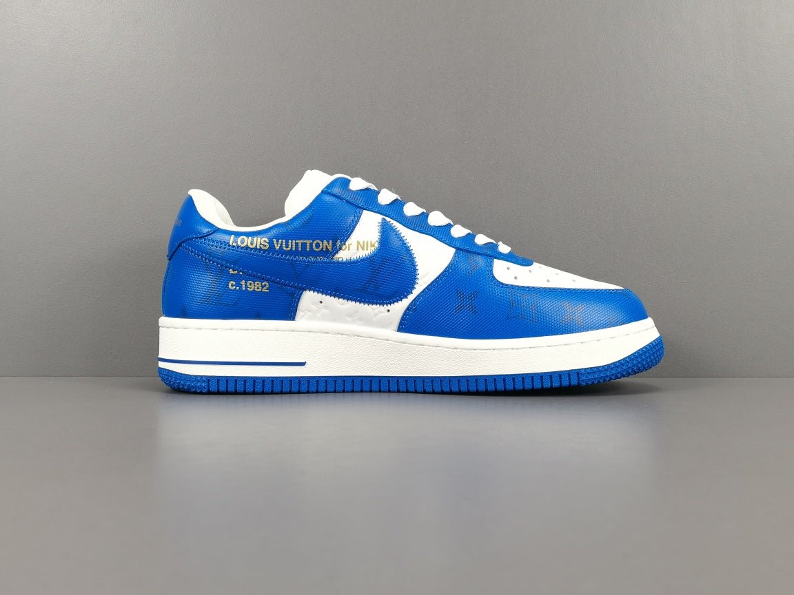 NIKE Air Force 1 - Louis Vuitton Blue - Sneakers - White Unisex Streetwear Limited Edition - Introducing the Air Force 1 Custom Louis Vuitton Blue/White shoes C a stunning combination of