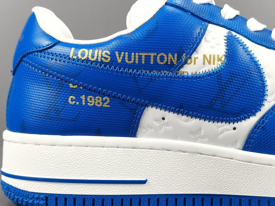 NIKE Air Force 1 - Louis Vuitton Blue - Sneakers - White Unisex Streetwear Limited Edition - Introducing the Air Force 1 Custom Louis Vuitton Blue/White shoes C a stunning combination of