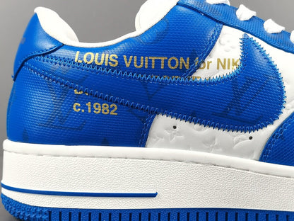 NIKE Air Force 1 - Louis Vuitton Blue - Sneakers - White Unisex Streetwear Limited Edition - Introducing the Air Force 1 Custom Louis Vuitton Blue/White shoes C a stunning combination of